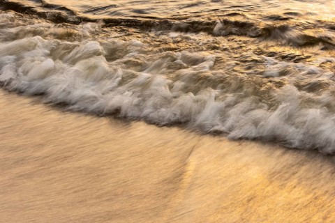 Waves at sunset on the west beach of Fischland-Darß-Zingst, Baltic Sea, Ahrenshoop,