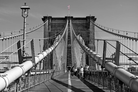 Brooklyn Bridge, black and white, New York City, USA
