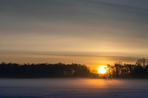 Sunset, fog, snow, cirrus, weather, meteorology