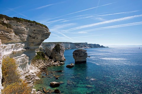 Bonifacio coast on the Mediterranean Sea, Corse-du-Sud department, Corsica, France
