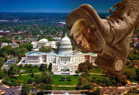 Symbolic image, Trump despises the US Parliament, autocracy, government by decree, aggression