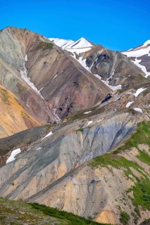 Colourful mountains, picturesque mountain scenery on Gulkana Glacier, Richardson Highway, Alaska