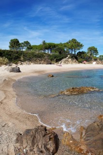 Bay on sandy beach, Solenzara on the Mediterranean Sea, Corse-du-Sud Department, Sartène