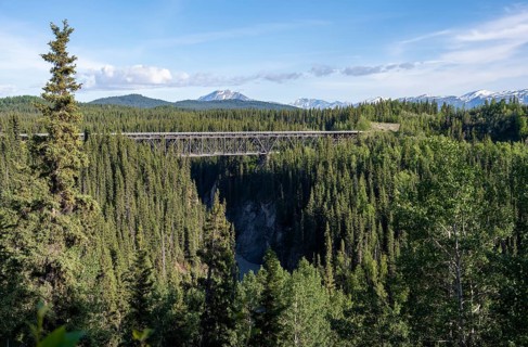 Historic Kuskulana Bridge, McCarthy Highway, Wrangell St. Elias National Park, Alaska, USA
