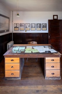 Interior view, desk in Kennicott General Manager's Office, Historic Kennecott Copper Mine, National