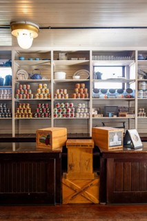 Interior view, historic restored Kennicott shopping store with historic goods display, Historic