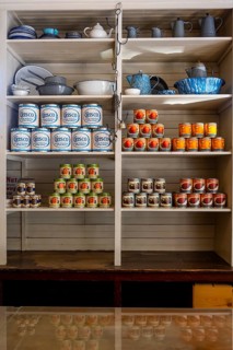Interior view, historic restored Kennicott shopping store with historic goods display, retro food