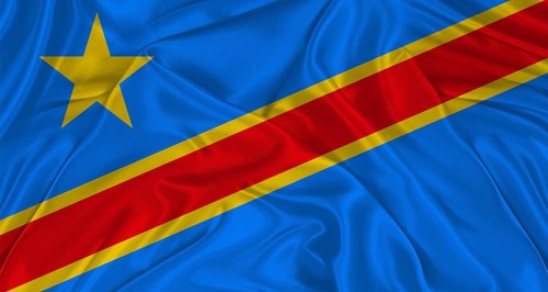 Democratic Republic of the Congo flag with fabric texture. Realistic flag of the Democratic