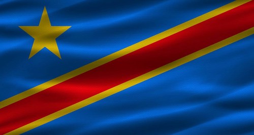 Democratic Republic of the Congo flag with fabric texture. Realistic flag of the Democratic