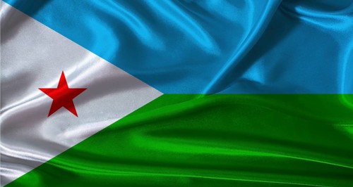 National flag of Djibouti with cloth texture. Djibouti flag with realistic texture background