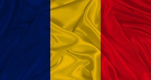 Chadian flag with fabric texture. Realistic flag of Chad waving, National flag
