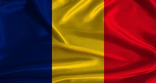 Chad flag with cloth textured background. National flag of Chad with realistic texture