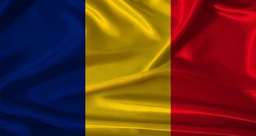 National flag of Chad with cloth texture. Chad flag with realistic texture background