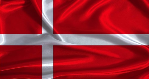 Denmark flag with cloth textured background. National flag of Denmark with realistic texture