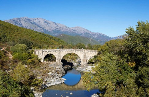 Genoese bridge Ponte au Larice d'Altiani, Corte Arrondissement, Haute-Corse Department, Corsica,