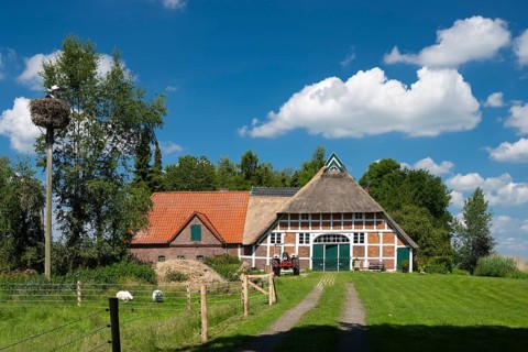Farmhouse in Moordorf in der Wesermarsch, Moordorf, Elsfleth, Lower Saxony, Germany