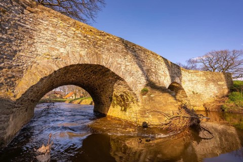 Rooemerbrücke in Hunteburg, Historic Bridge over the Hunte River, Hunteburg, Niedersachssen,