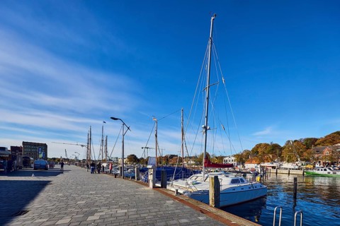 Harbour, harbour basin, wharf, ships, sailboat, duckdalves, general architecture, houses, lantern,
