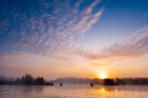 Sunrise in Goldenstedter Moor, Goldenstedt, Lower Saxony, Germany