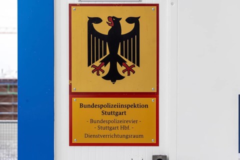 Federal police in Stuttgart Central Station. Because of the Stuttgart 21 construction site, the