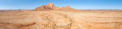 Aerial view, mountains in the desert, Spitzkoppe summit, Namib desert, Namibia