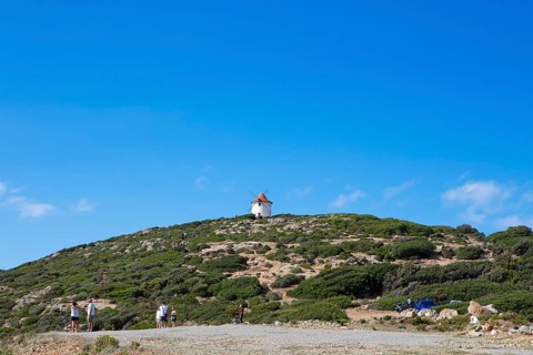 Moulin de Mattei windmill, Cap Corse, Haute-Corse Department, Corsica, Mediterranean Sea, France