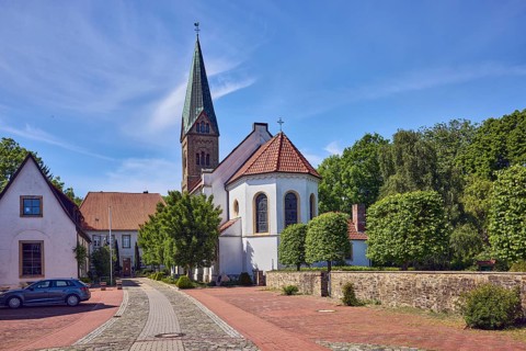 St. Paul's Church, general architecture, building, concrete paving stone walkway, paving stones and