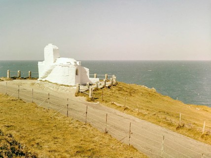 Historic listed building, Huer's Hut, a hermitage and lighthouse, Towan Headland, Newquay,