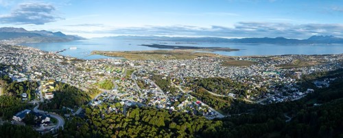View of the city of Ushuaia, Ushuaia, Patagonia, Tierra del Fuego, Argentina