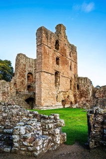 Ruins of Norham Castle and River Tweed, Norham, Northumberland, England, United Kingdom