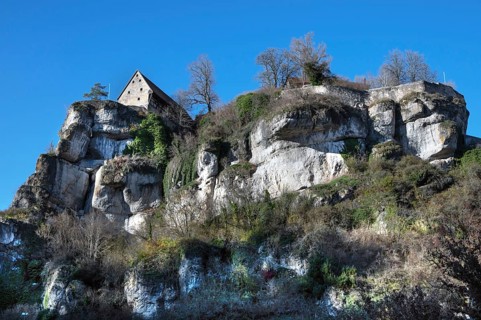 Pottenstein Castle built on rocks around 1070, Pottenstein, Upper Franconia, Bavaria, Germany