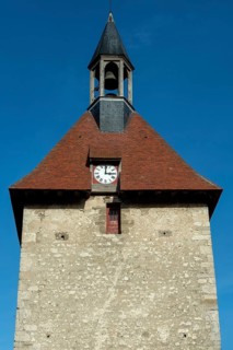 Charroux labelled The Most Beautiful Villages of France, Belfry and the door of the clock, Allier