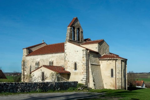 St Andrew's Church, romanesque church of Taxat-Senat. Allier department. Auvergne Rhone Alpes.