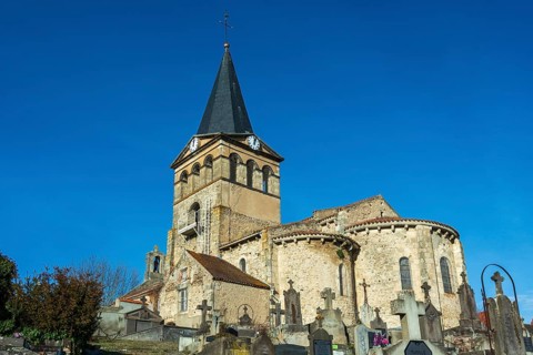 St Mazeran's Church of Bout-Vernet. Allier department. Auvergne Rhone Alpes. France. Europe