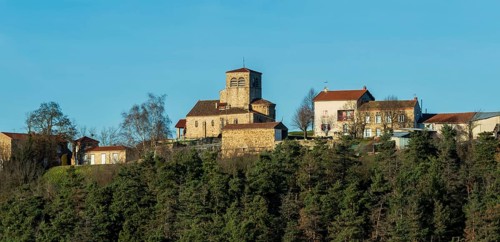Saint Hilaire village. Natural regional park of Livradois Forez. Interior of Roman church