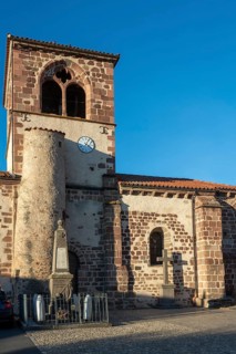 Azerat village. Roman church Saint-Jean-Baptiste . Haute Loire. Auvergne Rhone Alpes. France