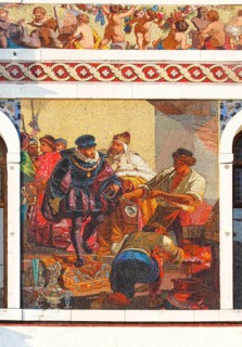Mosaic painting at Palazzo Barbarigo on the Grand Canal, Venice, Veneto, Italy
