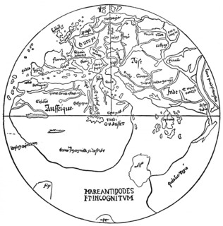World map from the 15th century, earth with the then known or unknown parts of the world, Mare