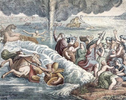Scene from the biblical story, crossing of the Red Sea (Black Sea), tells a central miracle in the
