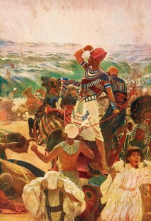Scene from the biblical story, crossing of the Red Sea (Black Sea), tells a central miracle in the