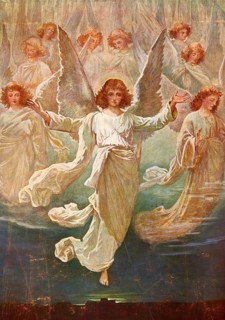 Scene from the biblical story, The Choir of Angels, authentic reproduction of a school mural,