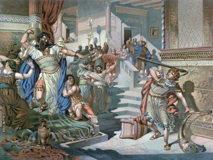 Scene from the biblical story, The story of Saul and David in the Bible tells how God chooses Saul