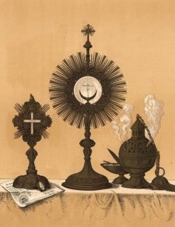 Scene from biblical history, sacral vessels that are closely linked to the life of faith, although