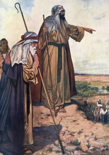 Scene from the biblical story, Lot's selection, Lot's decision to choose the fertile plain around