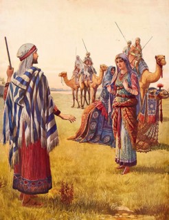 Scene from the biblical story, The story of King Solomon and the Queen of Sheba, authentic