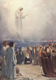 Scene from the biblical story, Ascension Day, the Christian festival celebrating the bodily