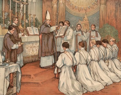 Scene from the biblical story, ordination, the solemn appointment or appointment of a person to a