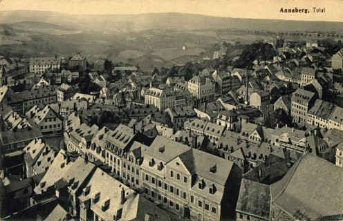 Annaberg in Saxony, town in the Ore Mountains, Erzgebirgskreis, Saxony, postcard, view around 1900