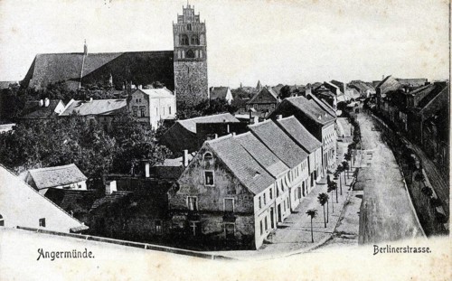 Angermünde, Berliner Straße, district of Uckermark in the state of Brandenburg, Germany, postcard,