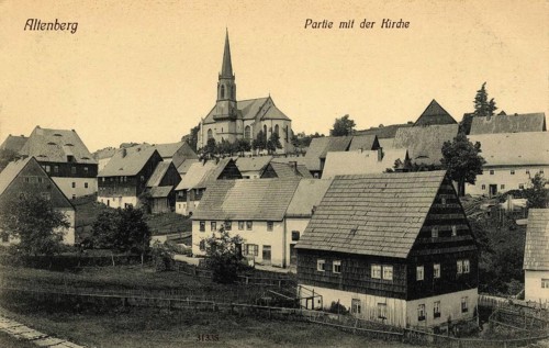 Altenberg in the Ore Mountains, town and church, today Saxon Switzerland-Eastern Ore Mountains